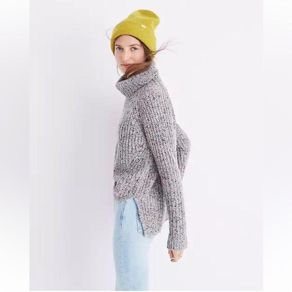 Madewell Silk and Wool Blend Turtleneck Rainbow Fleck Sweater - Picture 2 of 9